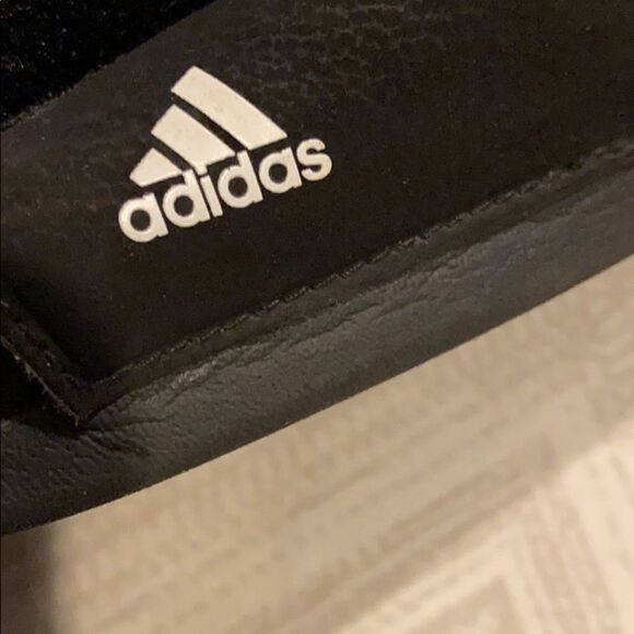 Adidas Boys Black & White Striped Velcro Slides - Picture 5 of 6